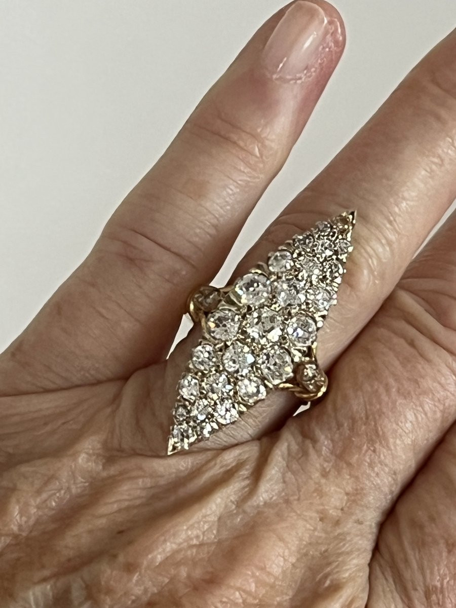 7230- Bague Marquise Or Jaune Artent Diamants 2,50 ct-photo-4