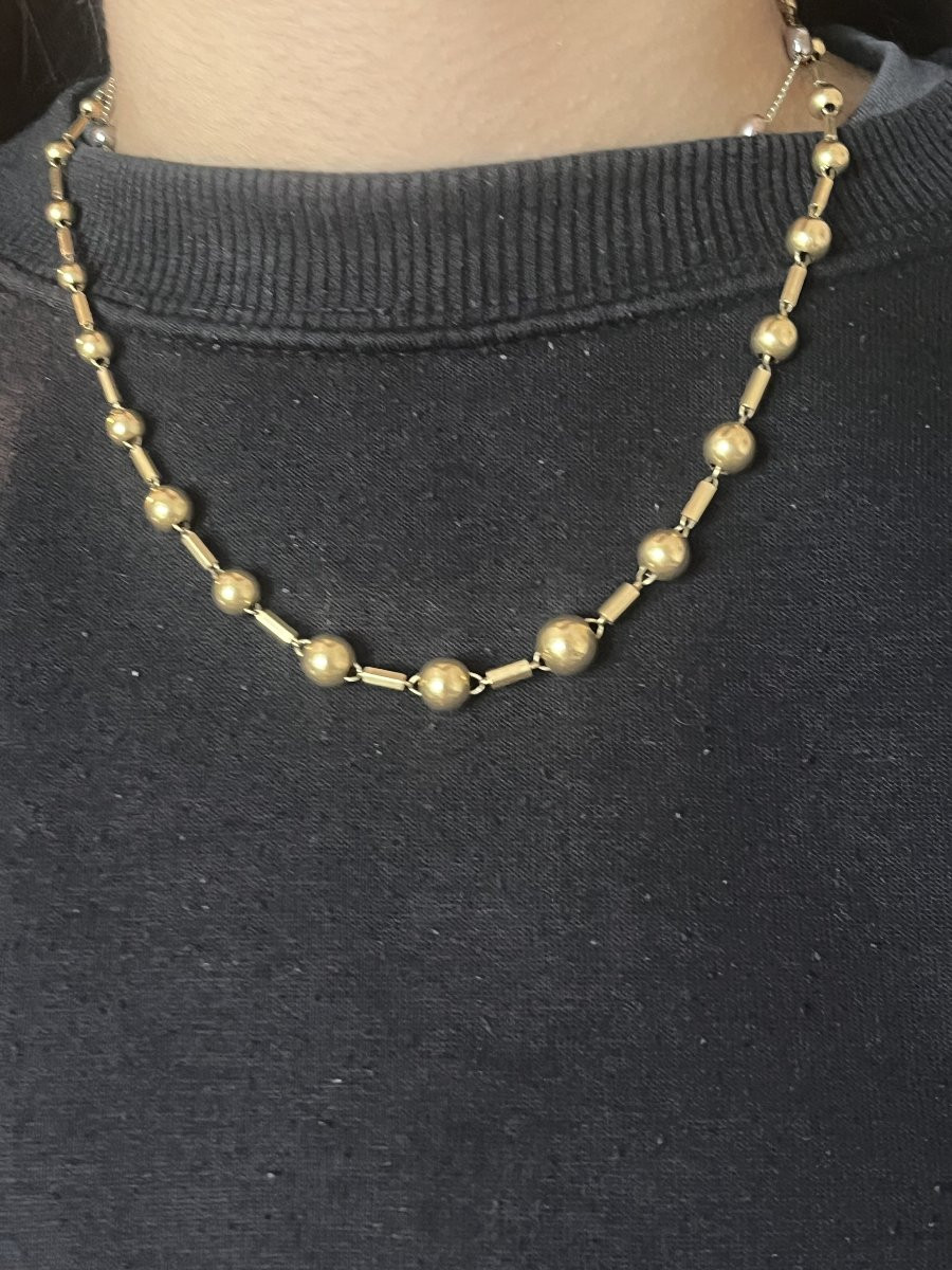 7241- Collier Boules d'Oor Jaune 18 g-photo-2