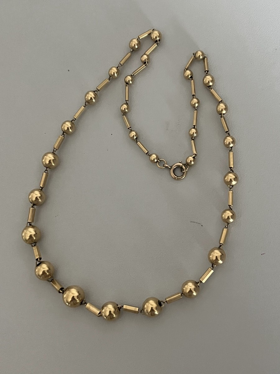 7241- Collier Boules d'Oor Jaune 18 g