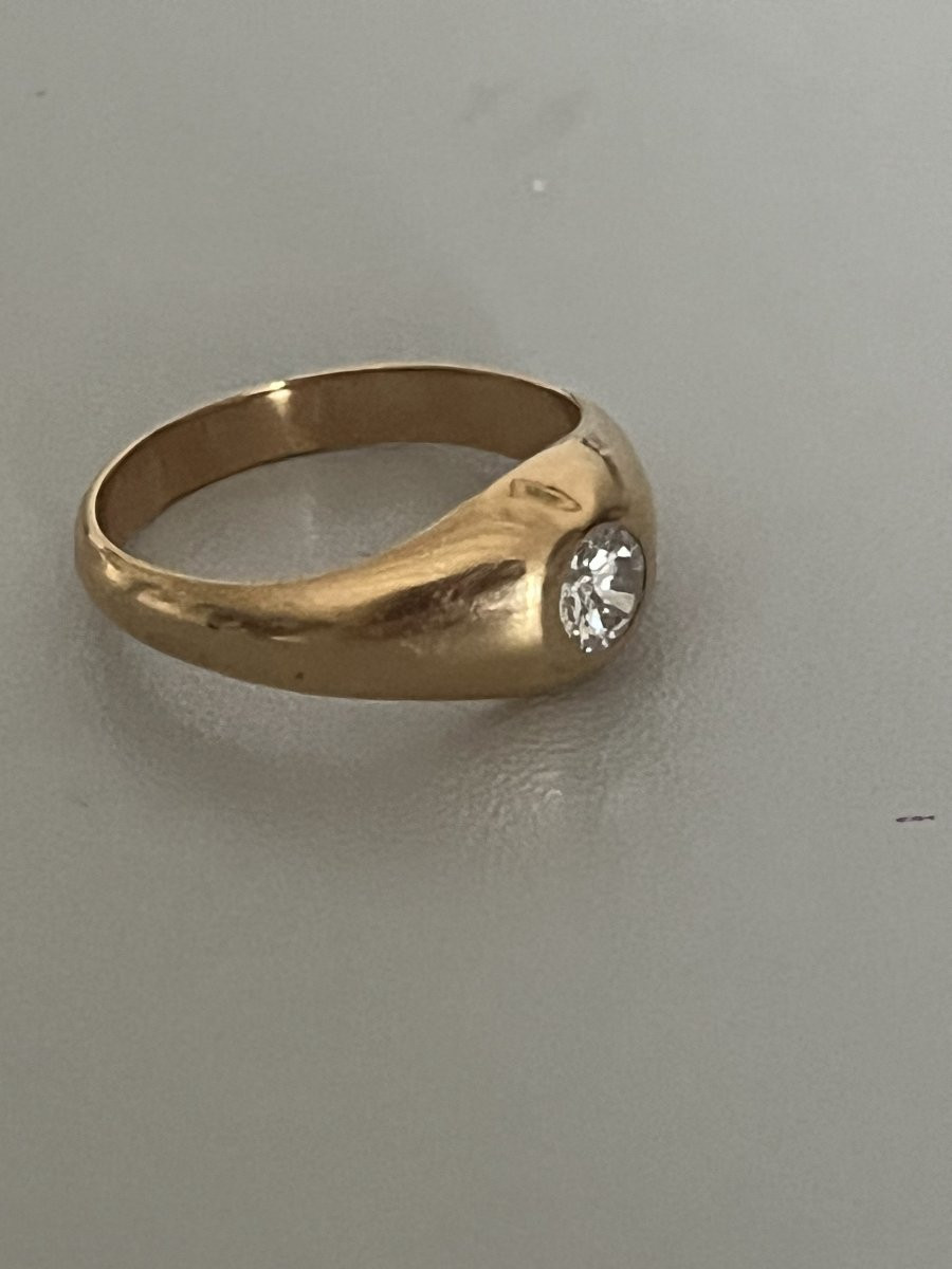 7245- Bague Jonc Or Jaune Diamant 0,50 ct-photo-4