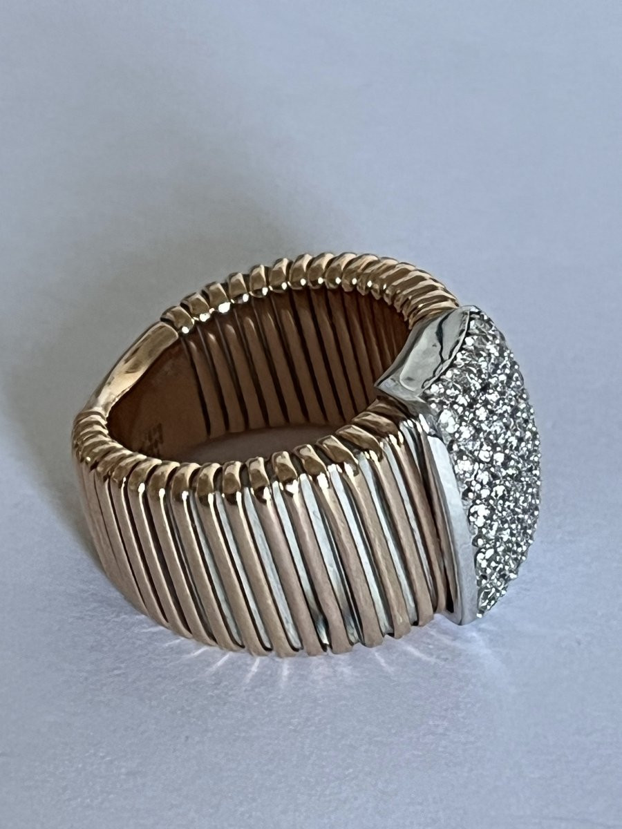 7279 - Yellow And Grey Gold Diamond Band Ring-photo-4