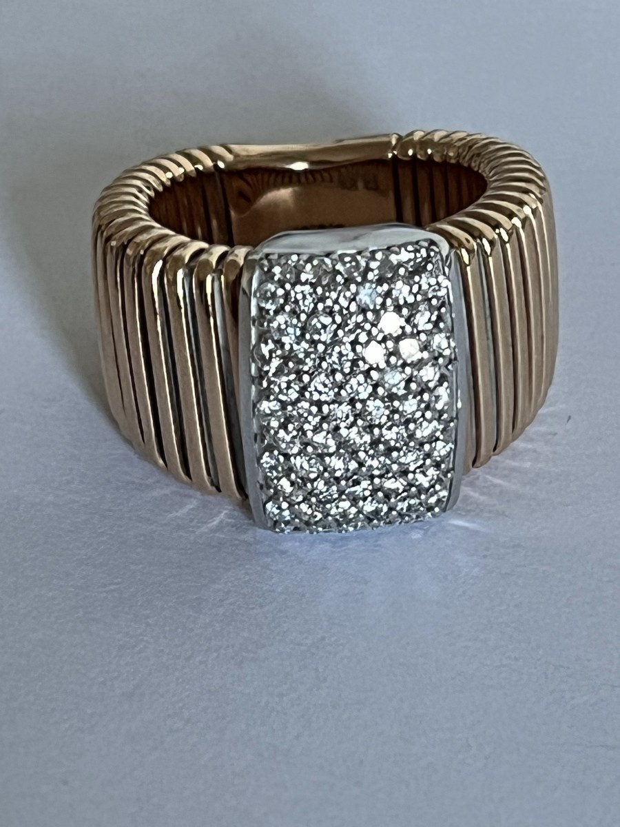 7279 - Yellow And Grey Gold Diamond Band Ring