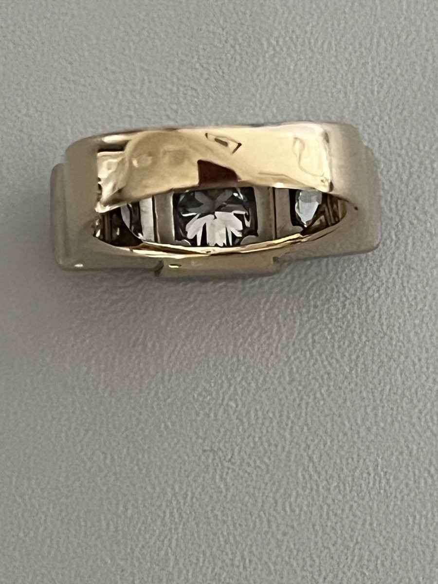 7301- Bague Or Jaune Platine Diamants (0,95 ct au centre)-photo-3