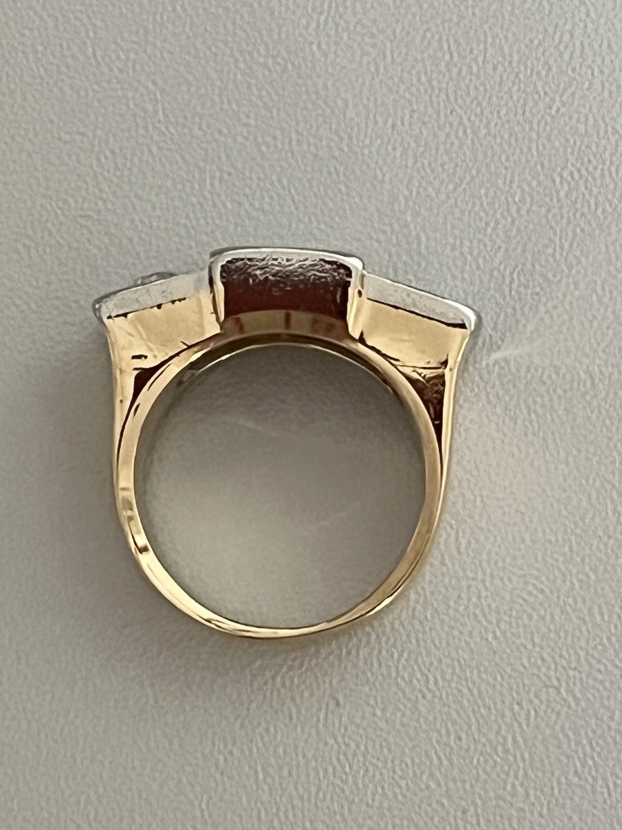 7301- Bague Or Jaune Platine Diamants (0,95 ct au centre)-photo-4