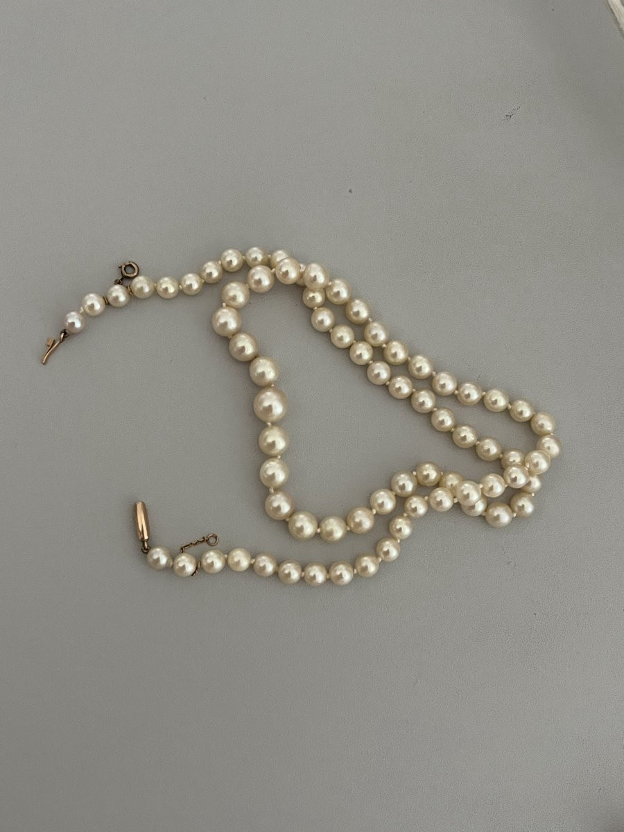 7328 - Akoya Pearl Necklace. Yellow Gold Clasp-photo-3