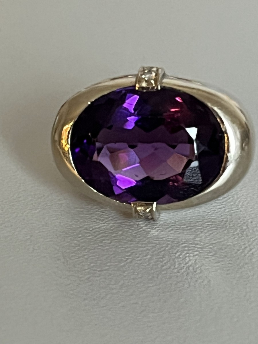 7359- Bague Chevalière Or Gris Améthyste-photo-1