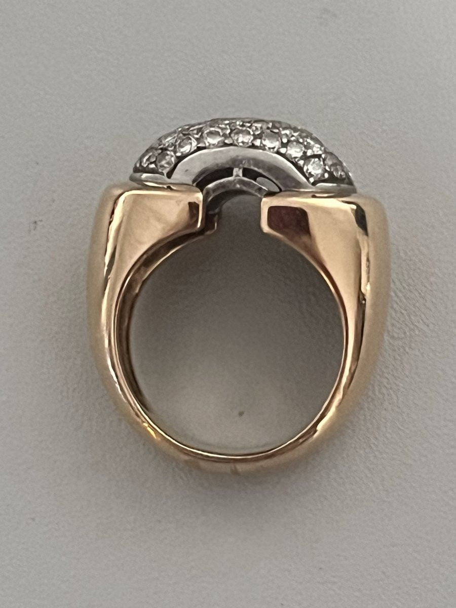 7374 - Yellow Gold And Silver Bridge Ring With 1.50 Ct Diamonds-photo-2