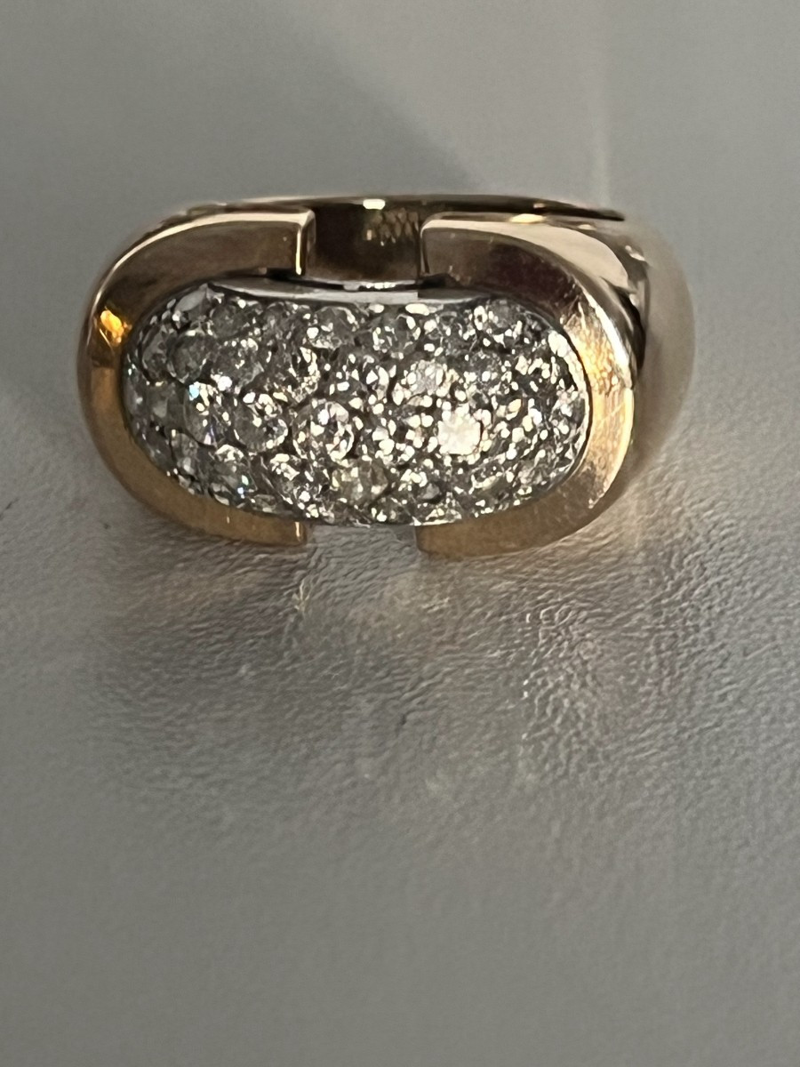 7374 - Yellow Gold And Silver Bridge Ring With 1.50 Ct Diamonds
