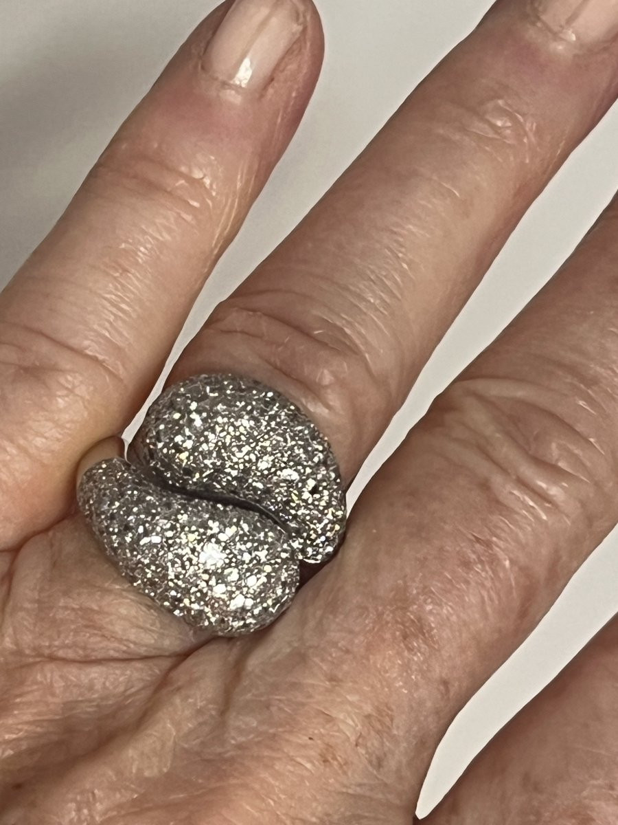 7395- Bague Croisée Or Gris Diamants 1,70 ct-photo-2