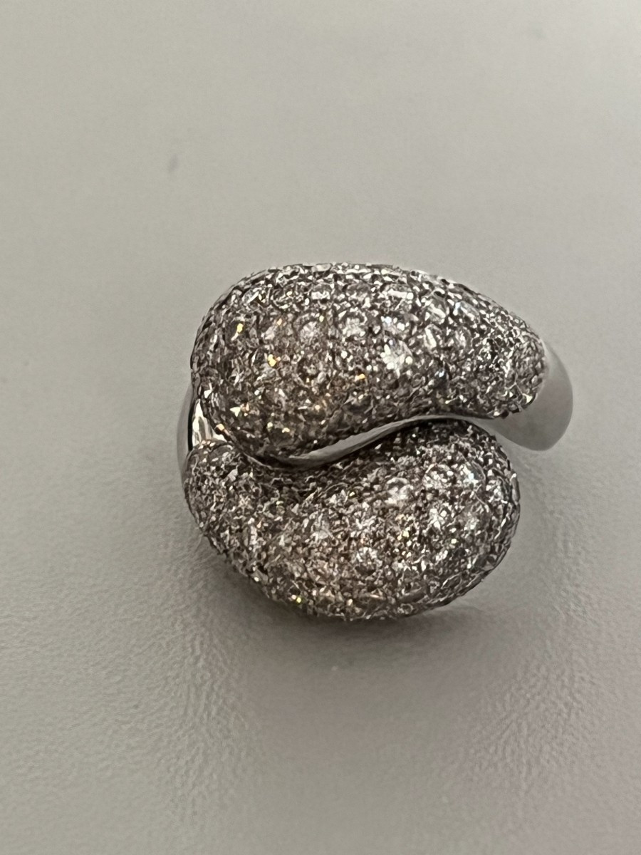 7395- Bague Croisée Or Gris Diamants 1,70 ct