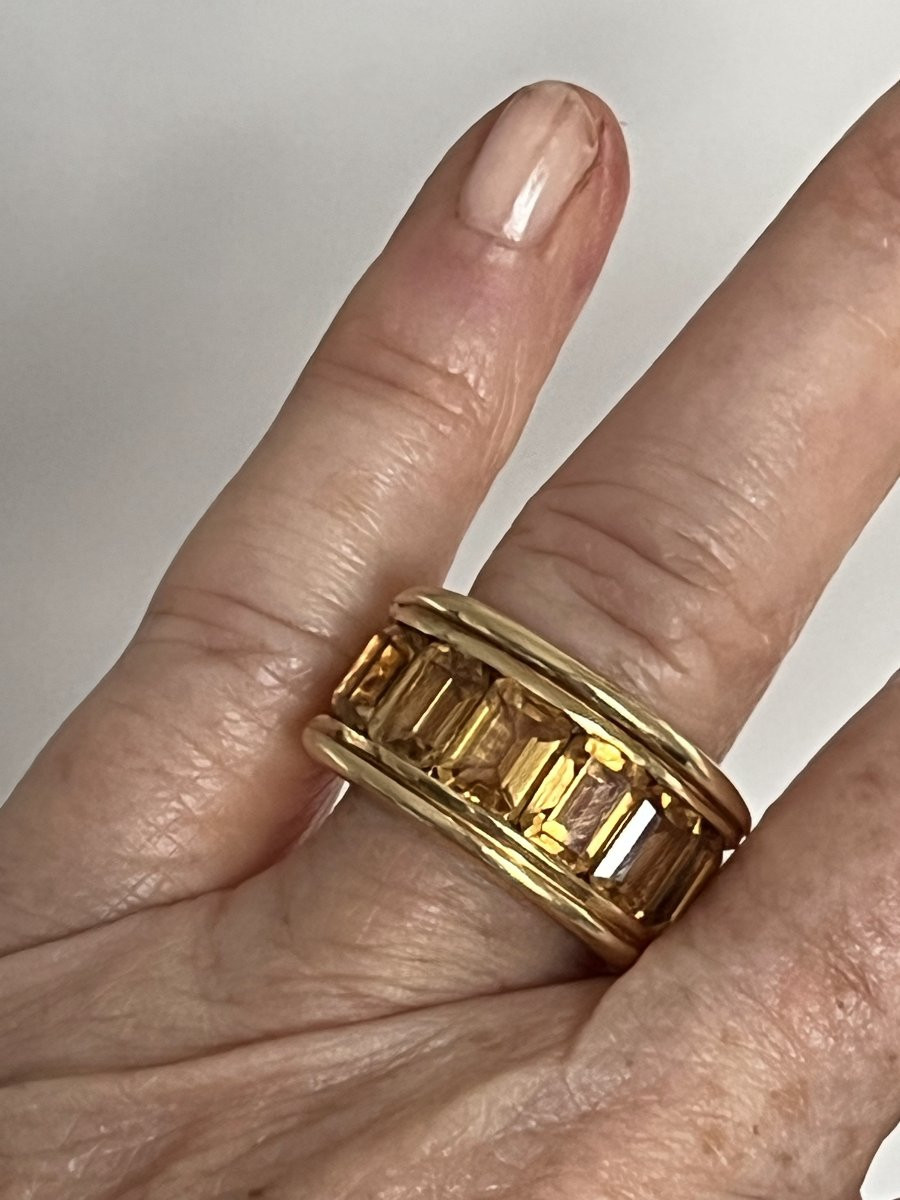 7412 - Bague Bandeau Vintage Or Jaune Citrines-photo-2