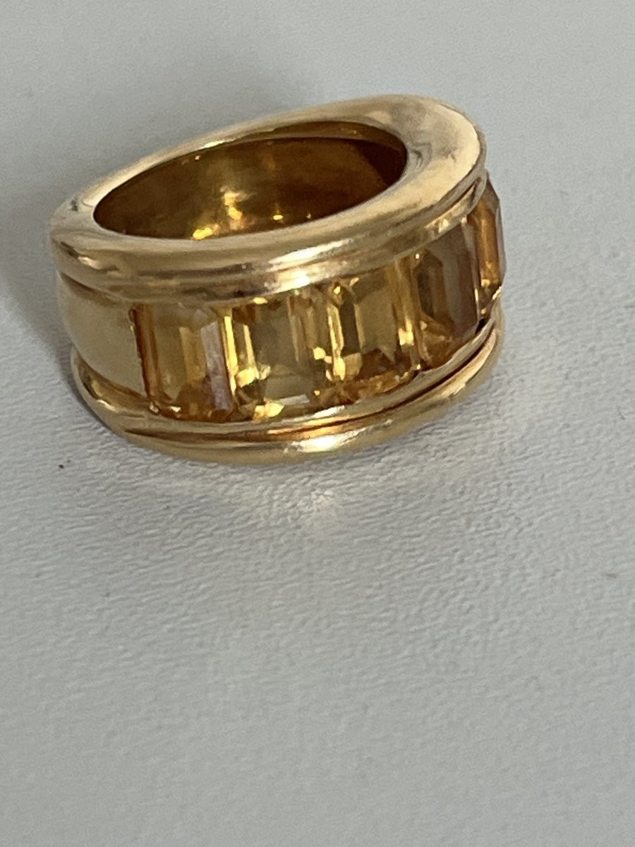 7412 - Bague Bandeau Vintage Or Jaune Citrines-photo-3