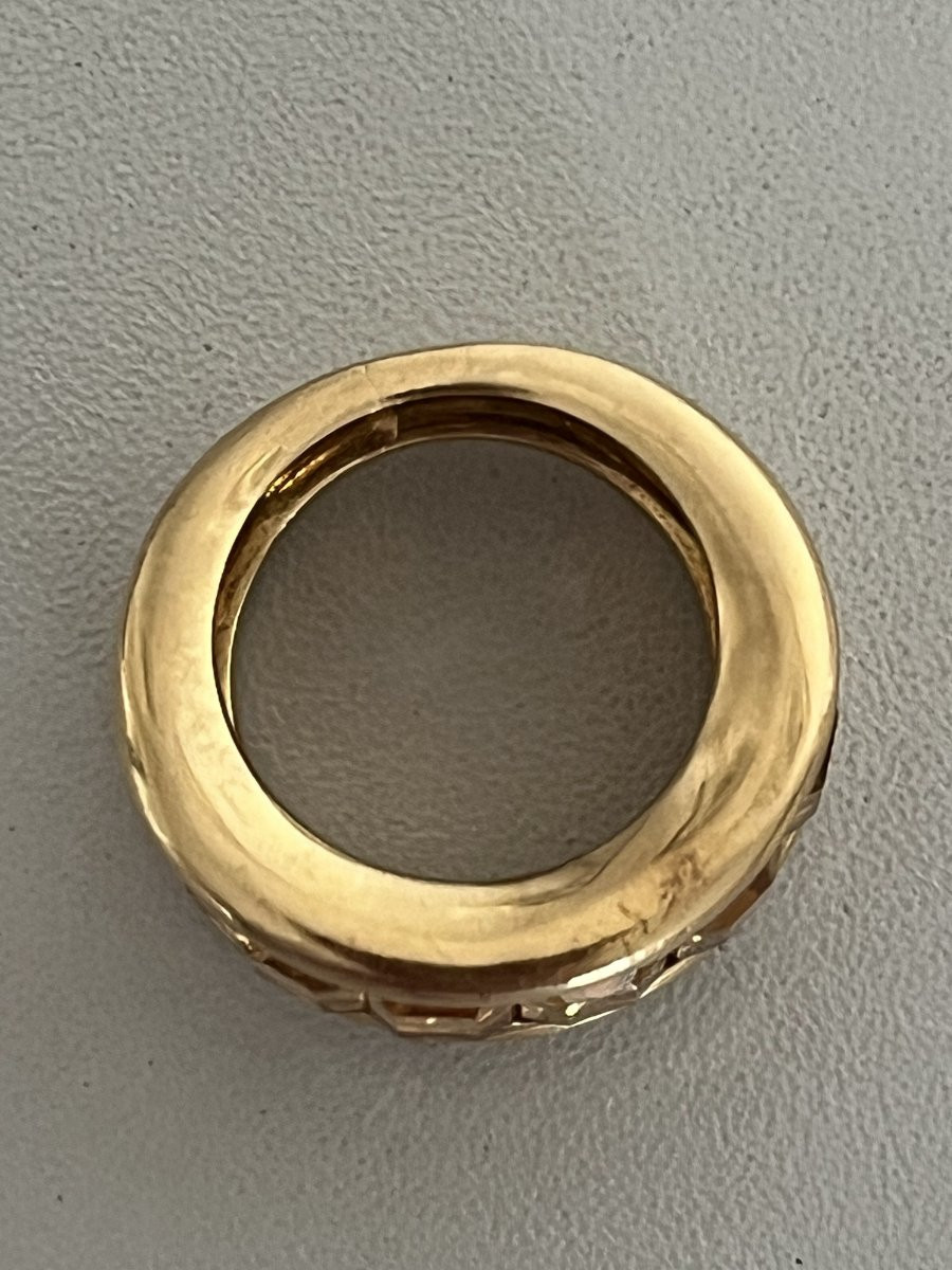 7412 - Bague Bandeau Vintage Or Jaune Citrines-photo-4