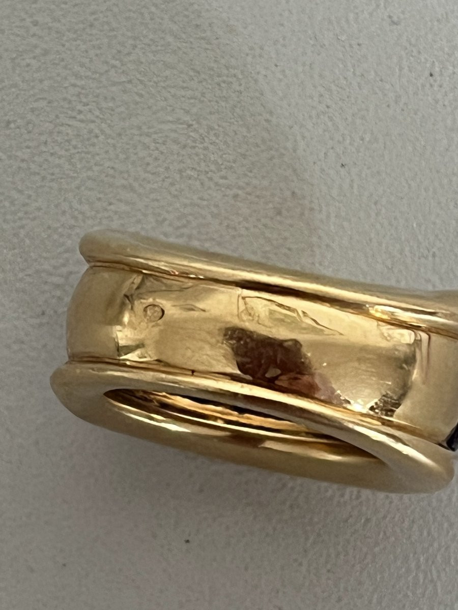 7413 - Bague Bandeau Vintage Or Jaune Améthystes-photo-2