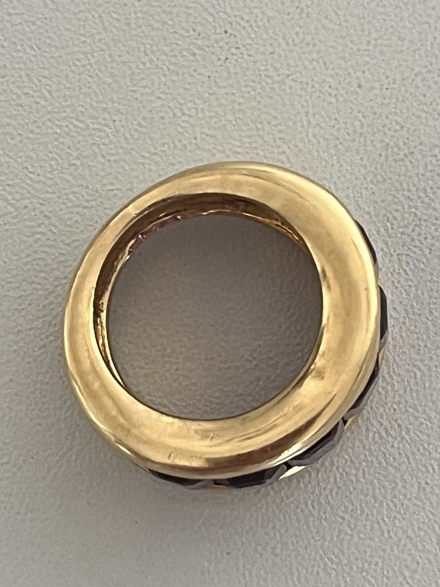 7413 - Bague Bandeau Vintage Or Jaune Améthystes-photo-3