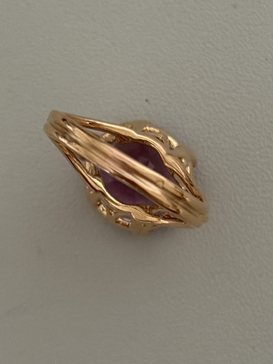 3380 - Vintage Yellow Gold Amethyst Ring-photo-2