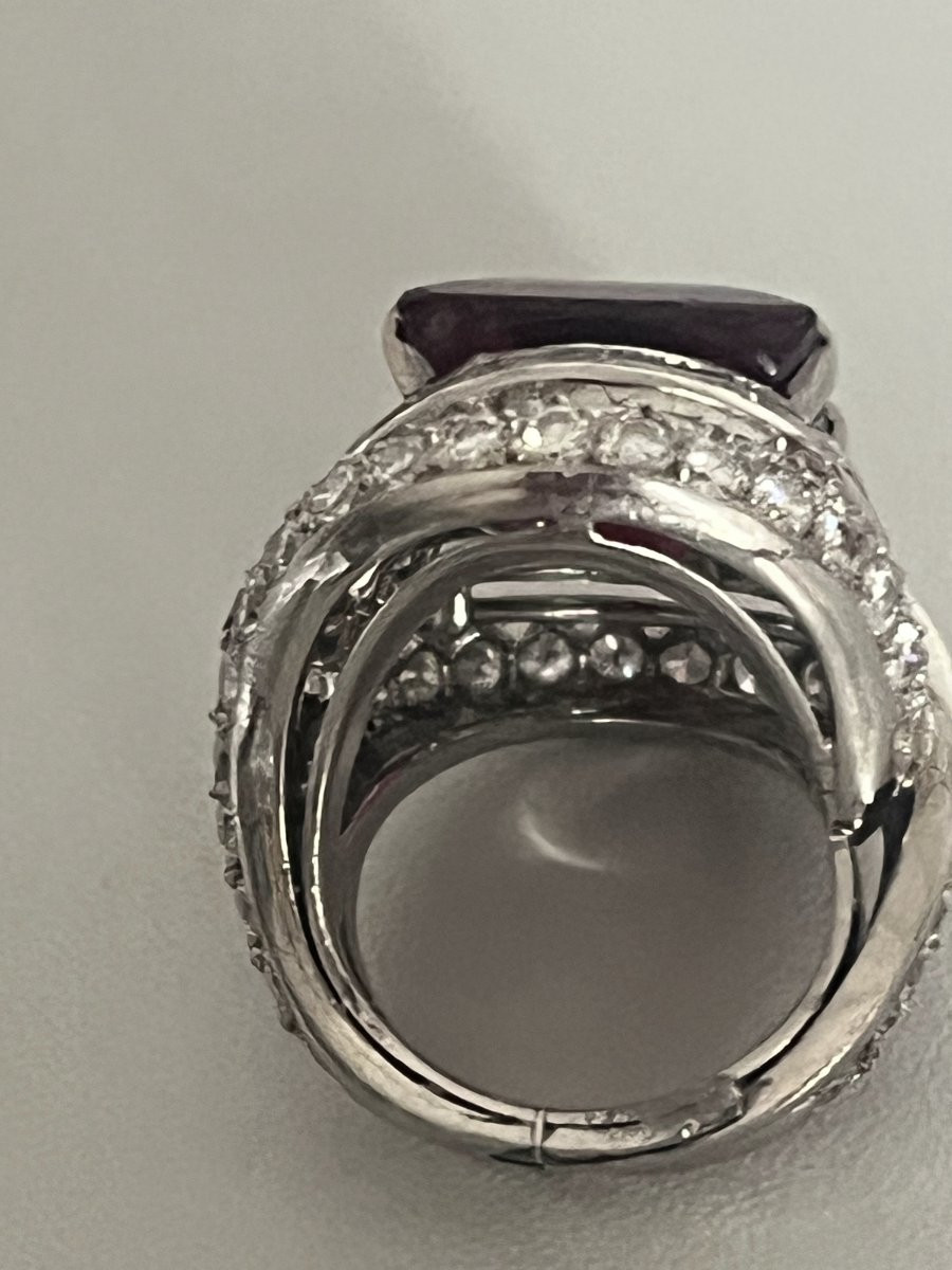 7315 - Bague de Joaillier Platine Rubellite 10,00 ct Diamants-photo-2
