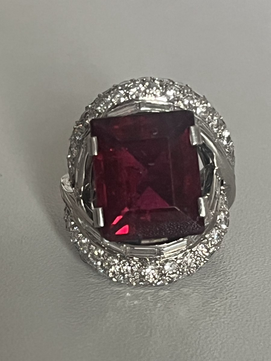 7315 - Bague de Joaillier Platine Rubellite 10,00 ct Diamants-photo-4