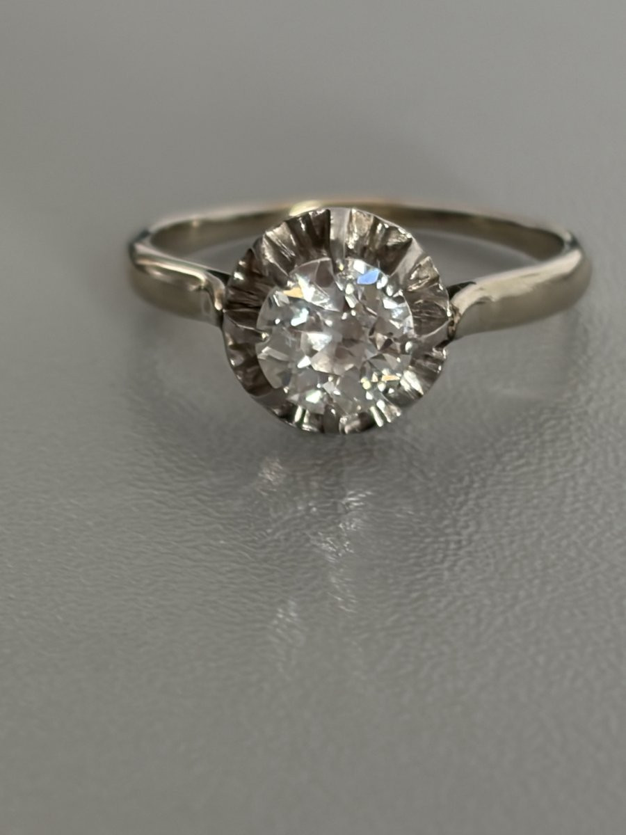 7347 - Bague Solitaire Platine Or Gris Diamant 0,90 ct-photo-4