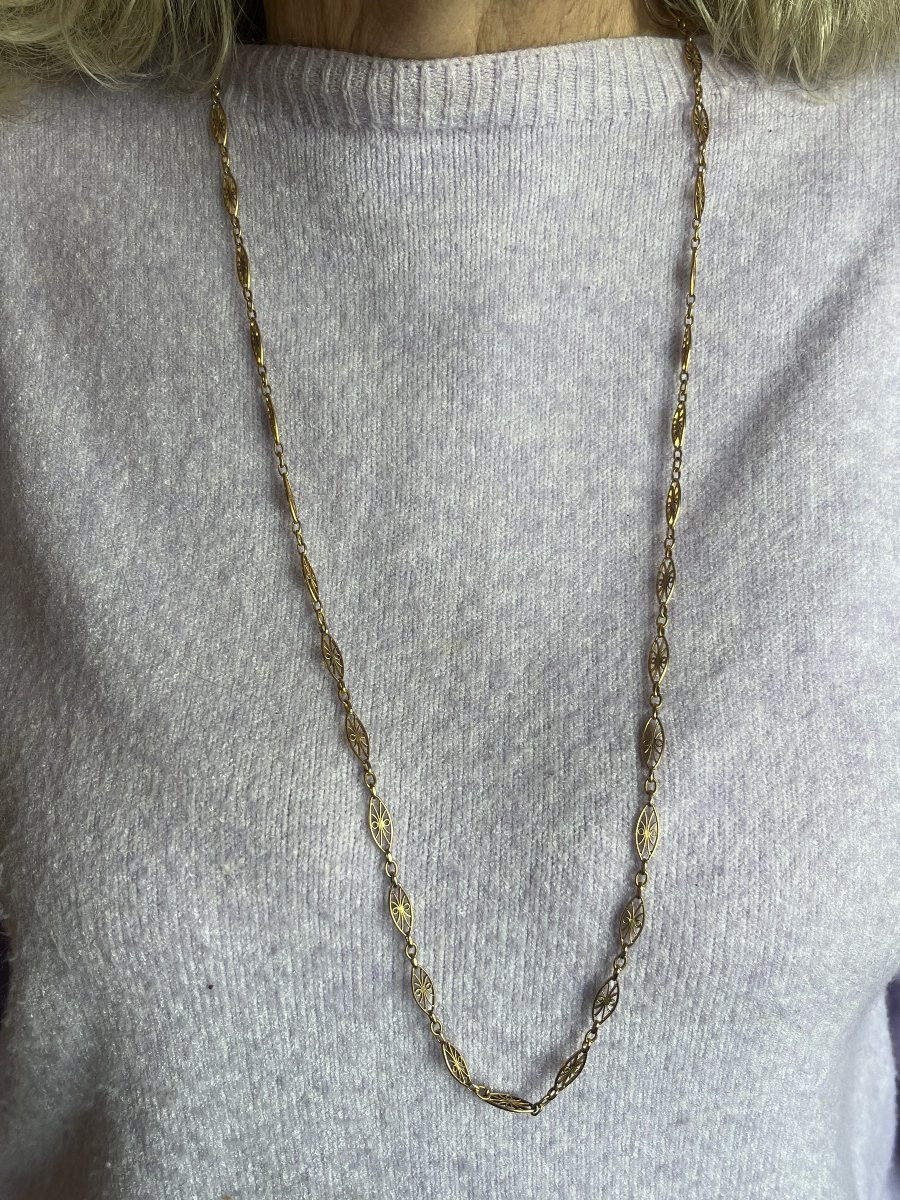 7401 - Sautoir Ancien Filigrané Or Jaune-photo-2