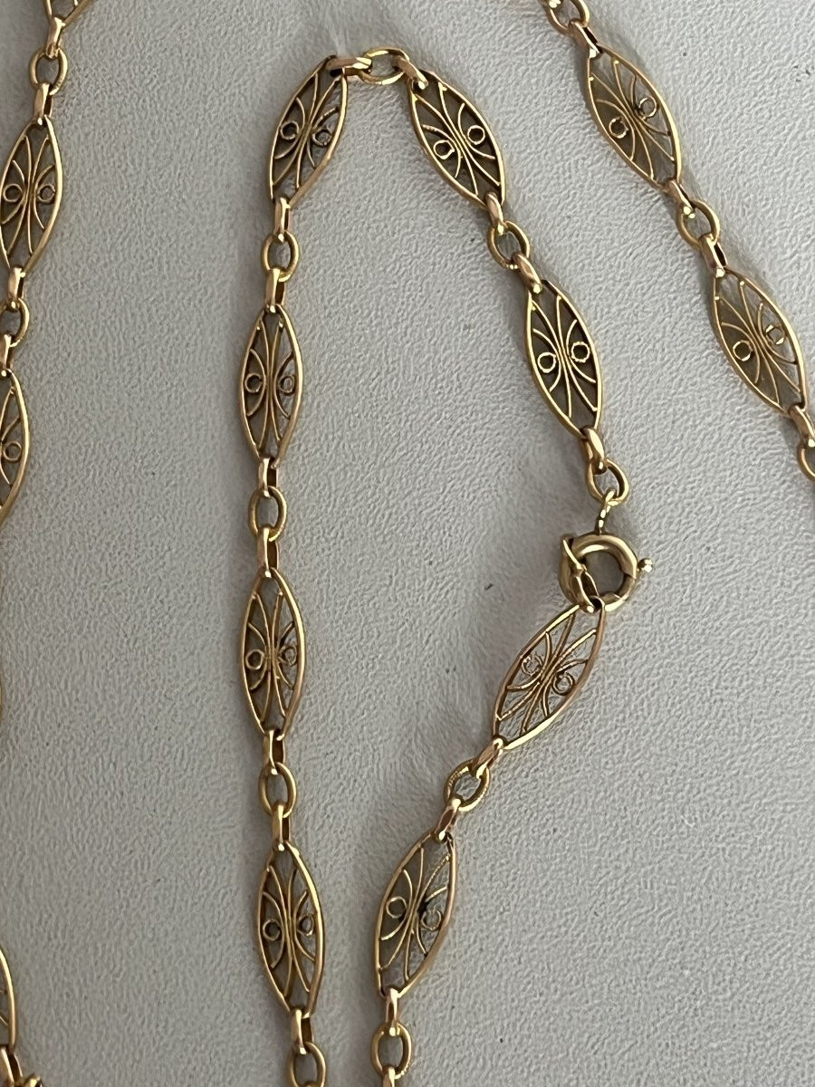 7401 - Sautoir Ancien Filigrané Or Jaune-photo-3