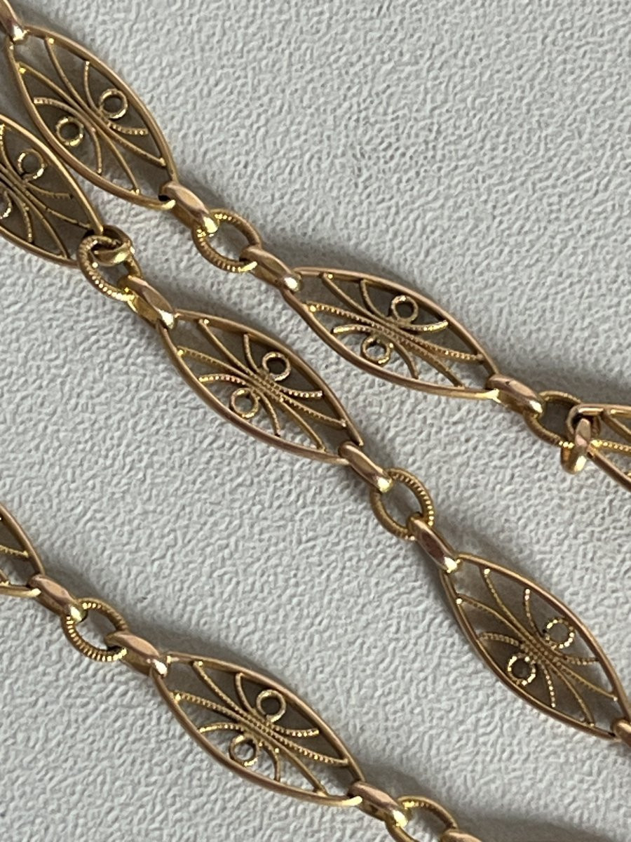 7401 - Sautoir Ancien Filigrané Or Jaune-photo-4