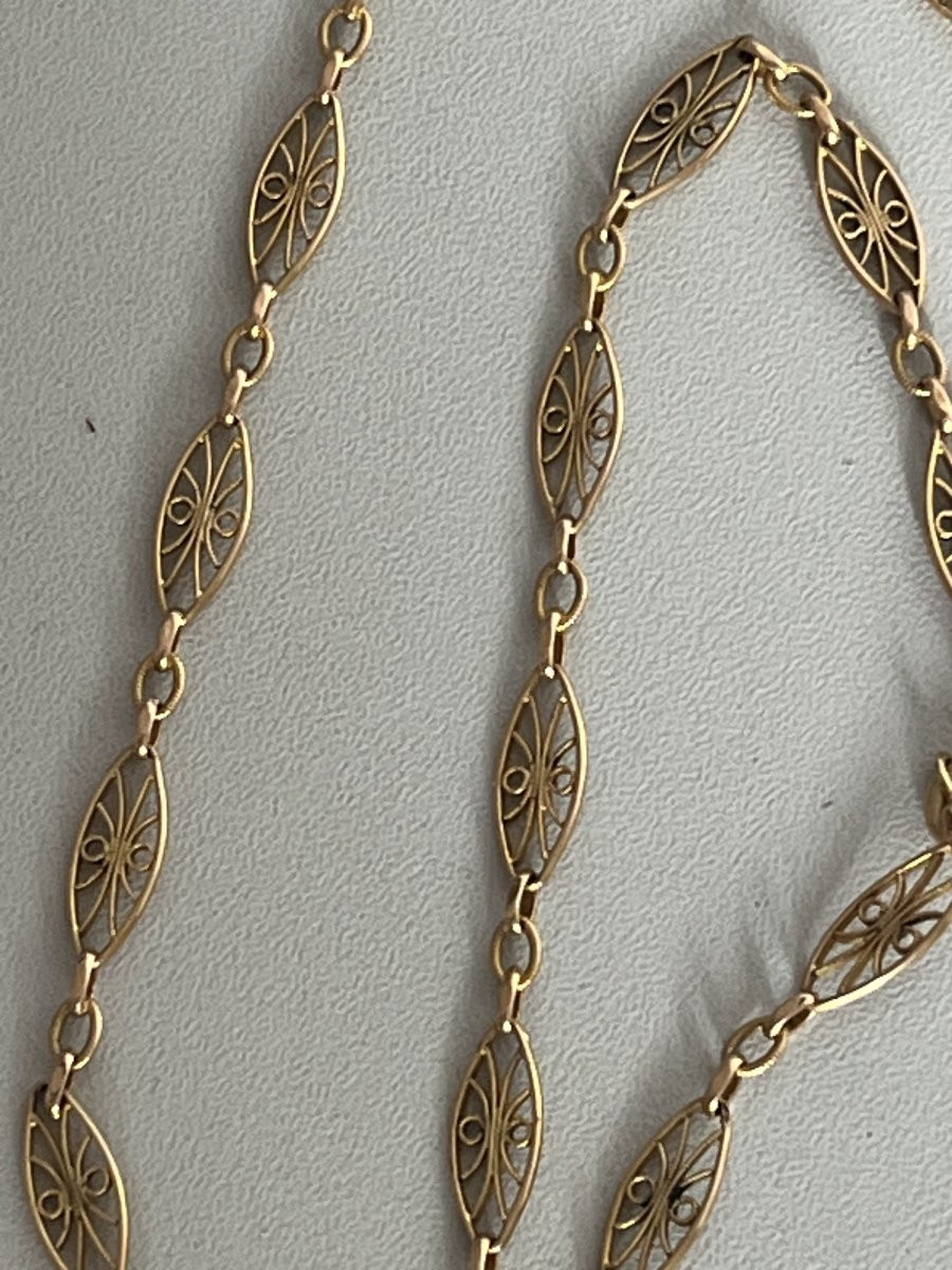 7401 - Sautoir Ancien Filigrané Or Jaune-photo-1