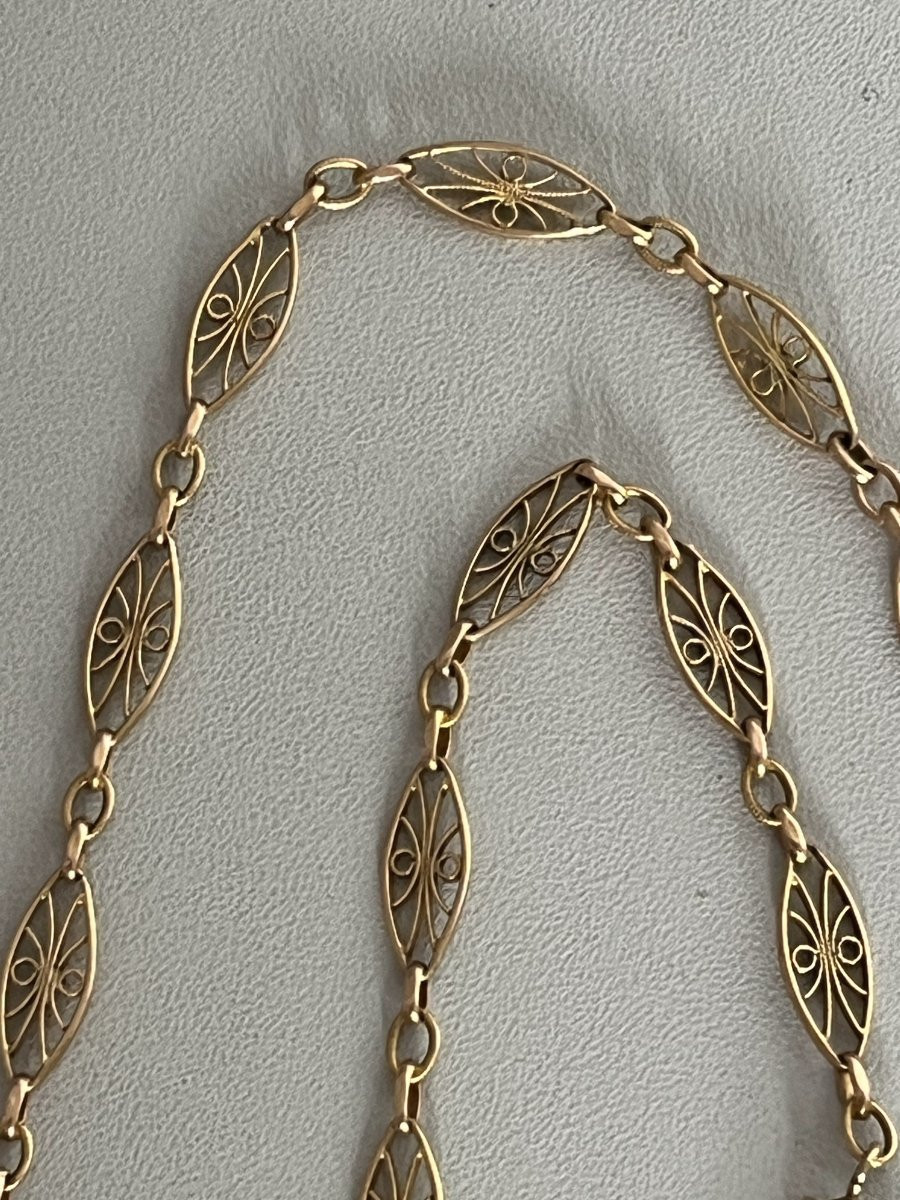 7401 - Sautoir Ancien Filigrané Or Jaune-photo-2