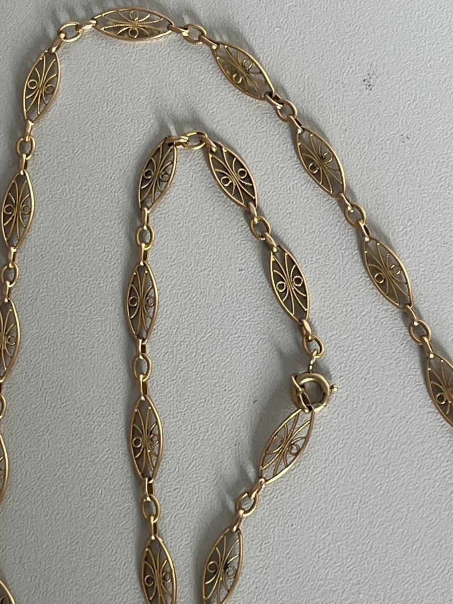 7401 - Sautoir Ancien Filigrané Or Jaune