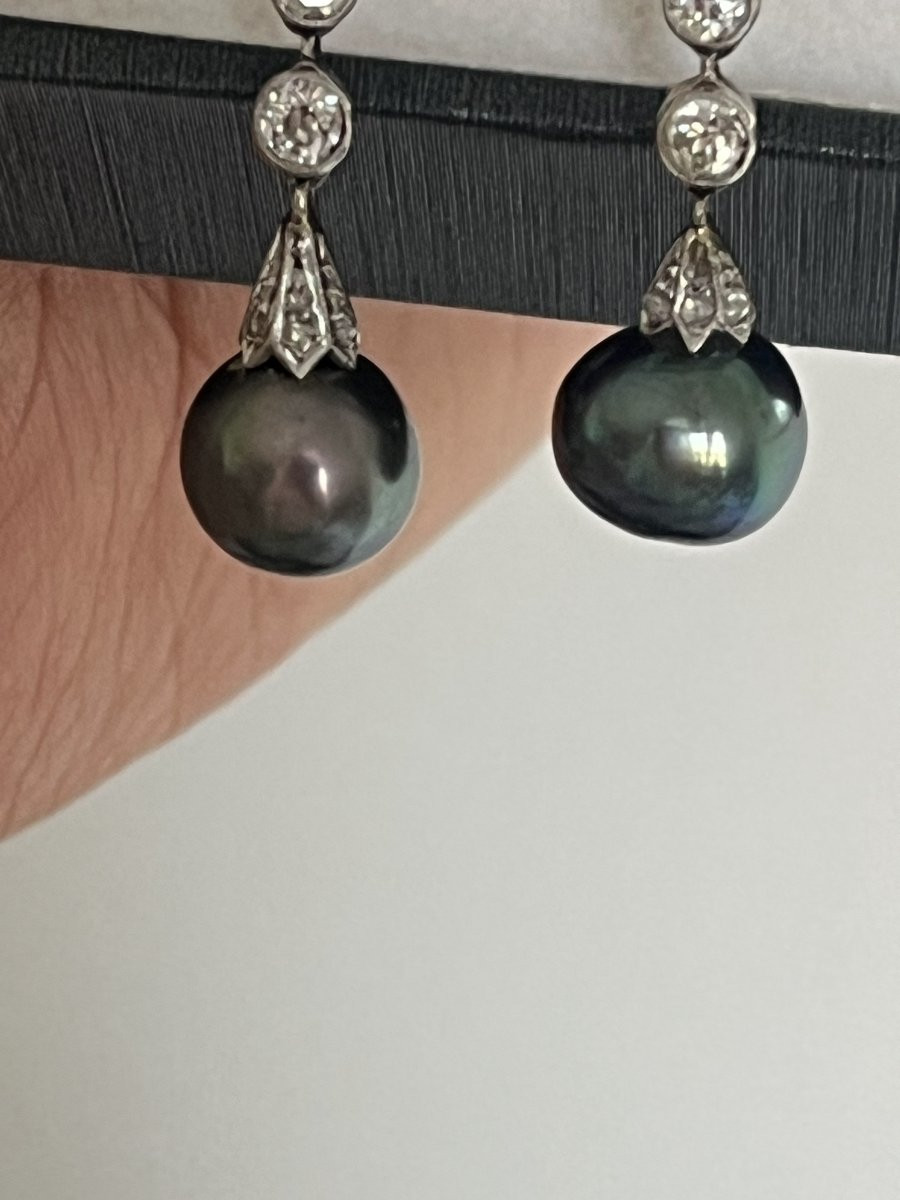 7415 - Earrings Akoya Pearls Diamonds-photo-4