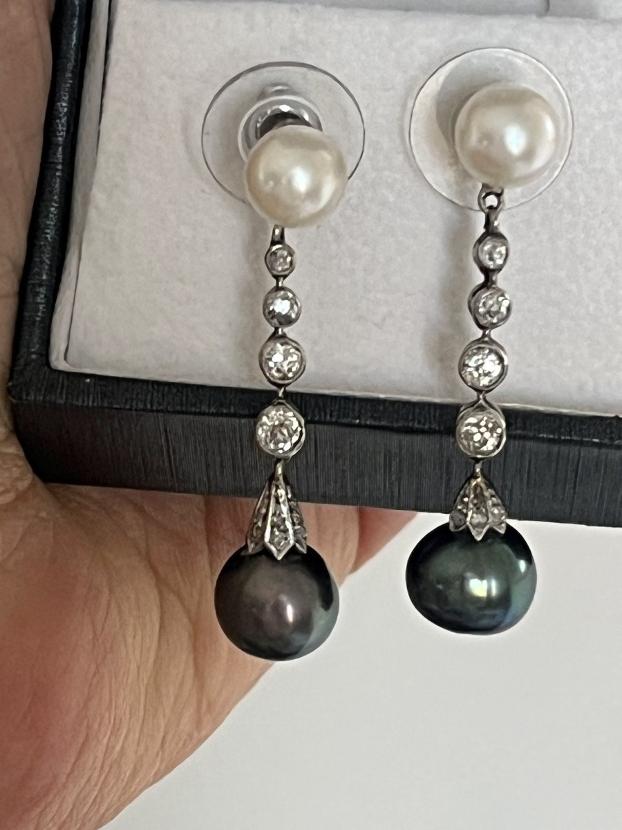 7415 - Earrings Akoya Pearls Diamonds-photo-1