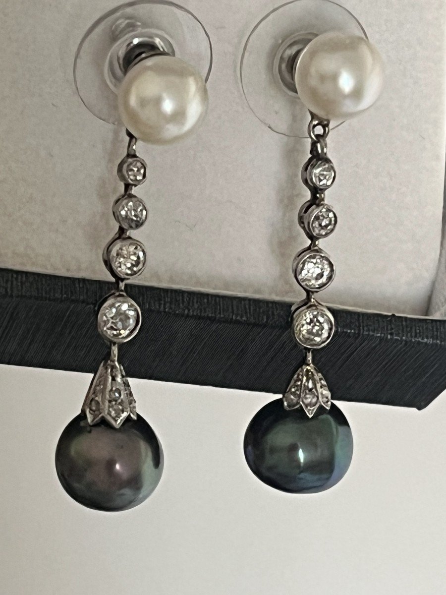 7415 - Earrings Akoya Pearls Diamonds