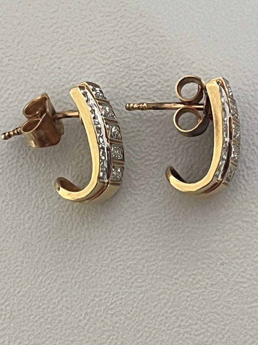 7416 - Boucles d'Oreilles Vintage Or Jaune Diamants-photo-3