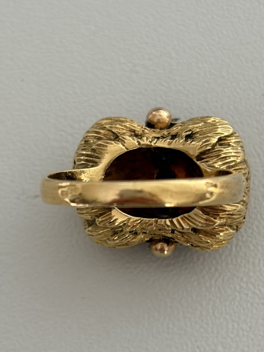 7422 - Bague Vintage Or Jaune Ciselé Saphirs-photo-3