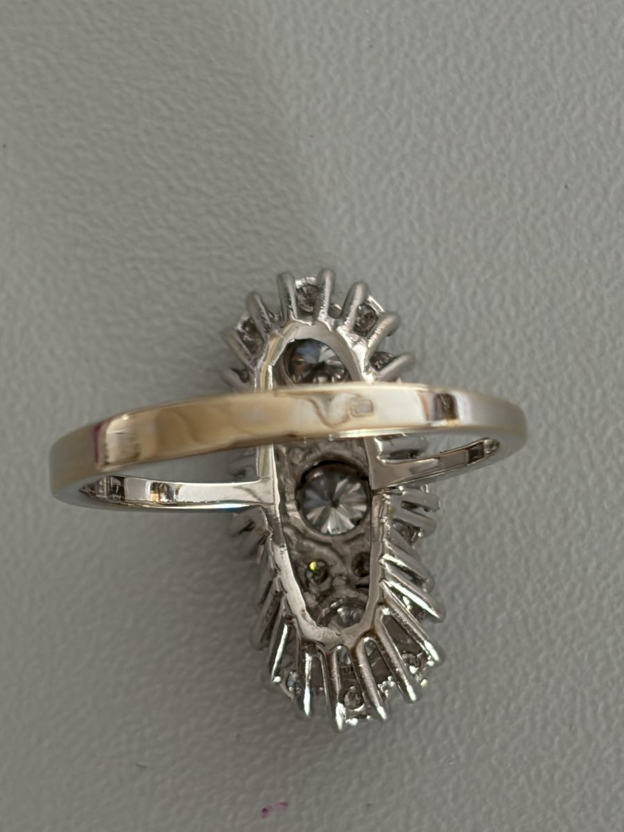 7423 - Bague Vintage Or Gris Diamants-photo-2