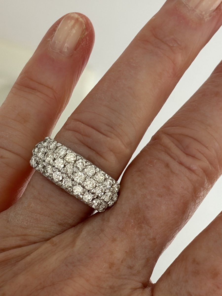 7424 - Bague Bandeau Vintage Or Gris Diamants 1,60 ct-photo-2