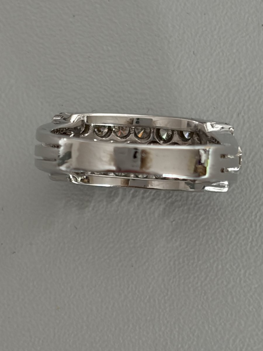 7424 - Bague Bandeau Vintage Or Gris Diamants 1,60 ct-photo-3