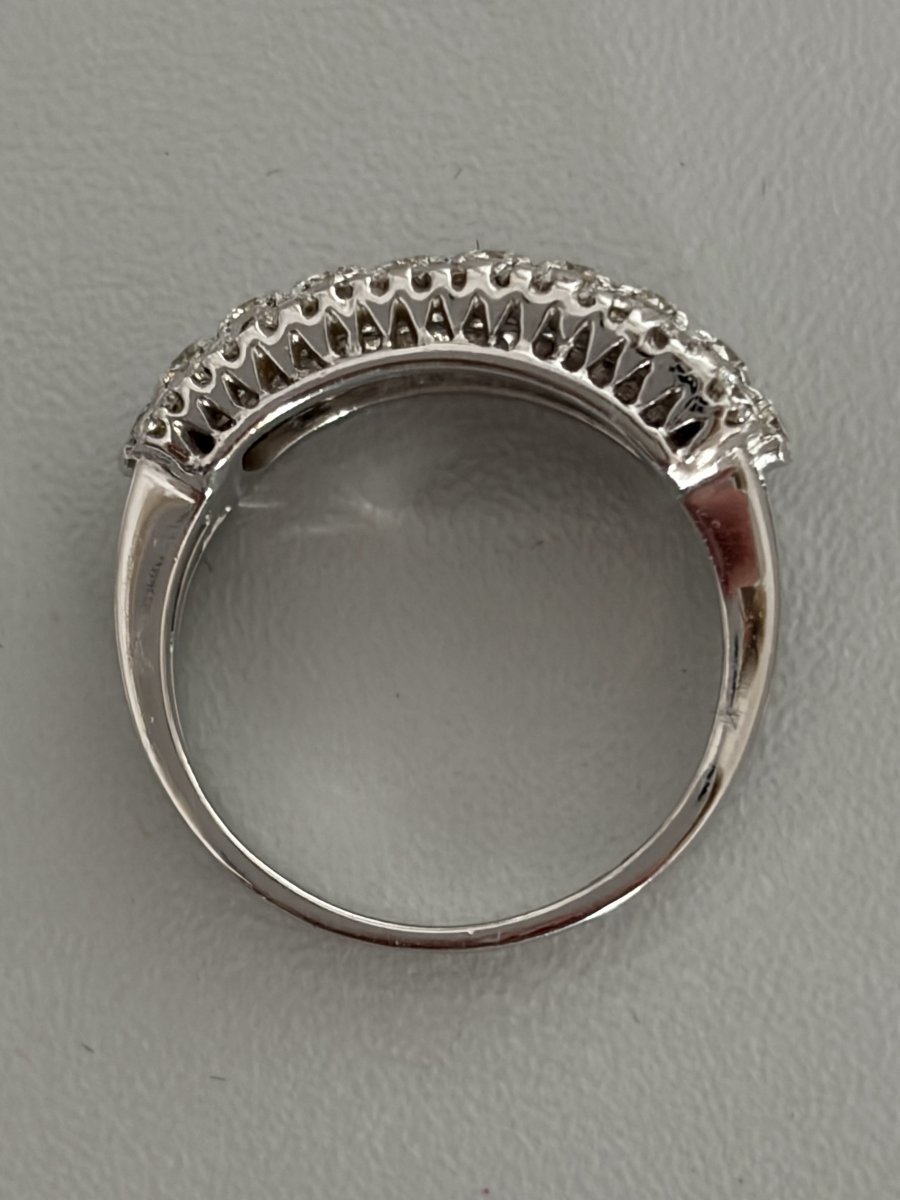 7424 - Bague Bandeau Vintage Or Gris Diamants 1,60 ct-photo-4