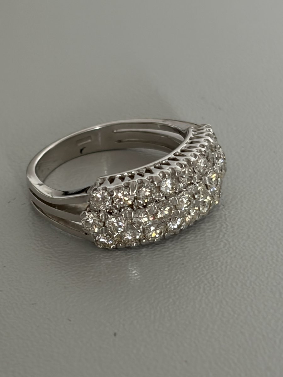 7424 - Bague Bandeau Vintage Or Gris Diamants 1,60 ct-photo-1