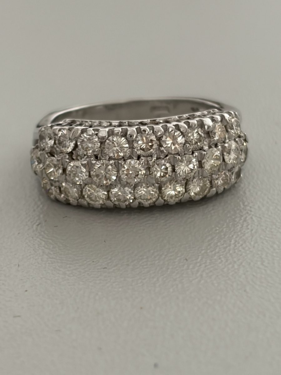 7424 - Bague Bandeau Vintage Or Gris Diamants 1,60 ct-photo-2