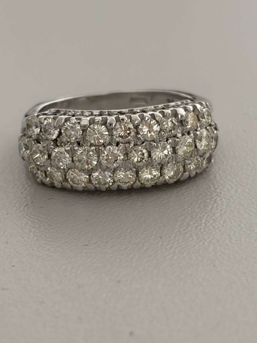 7424 - Bague Bandeau Vintage Or Gris Diamants 1,60 ct