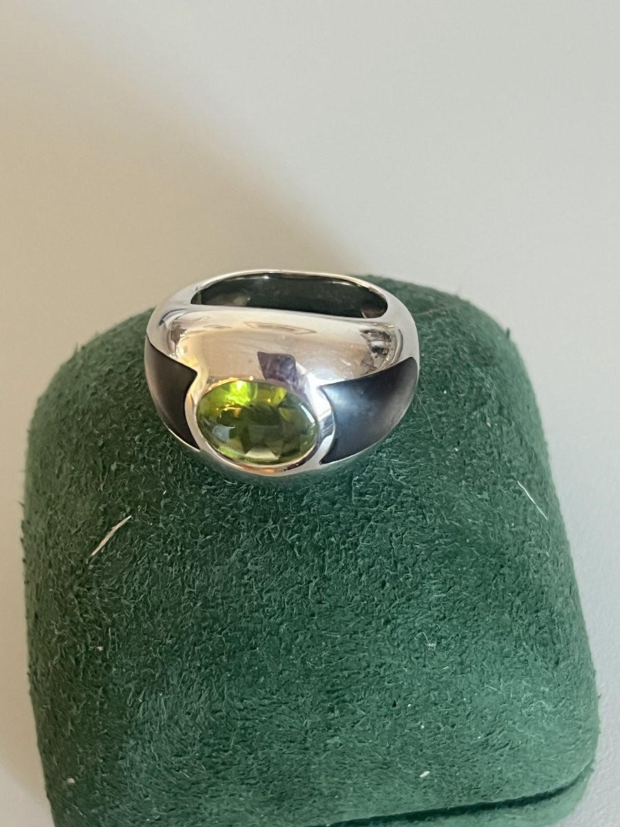 7433 - Bague MAUBOUSSIN Aloha Or Gris Péridot Nacre-photo-3