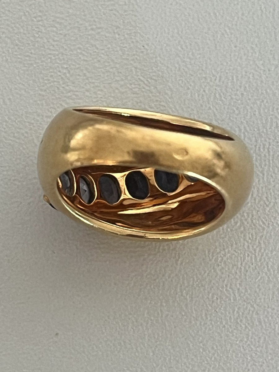 7442 - Bague Dôme Vintage Or Jaune Cordiérites-photo-3