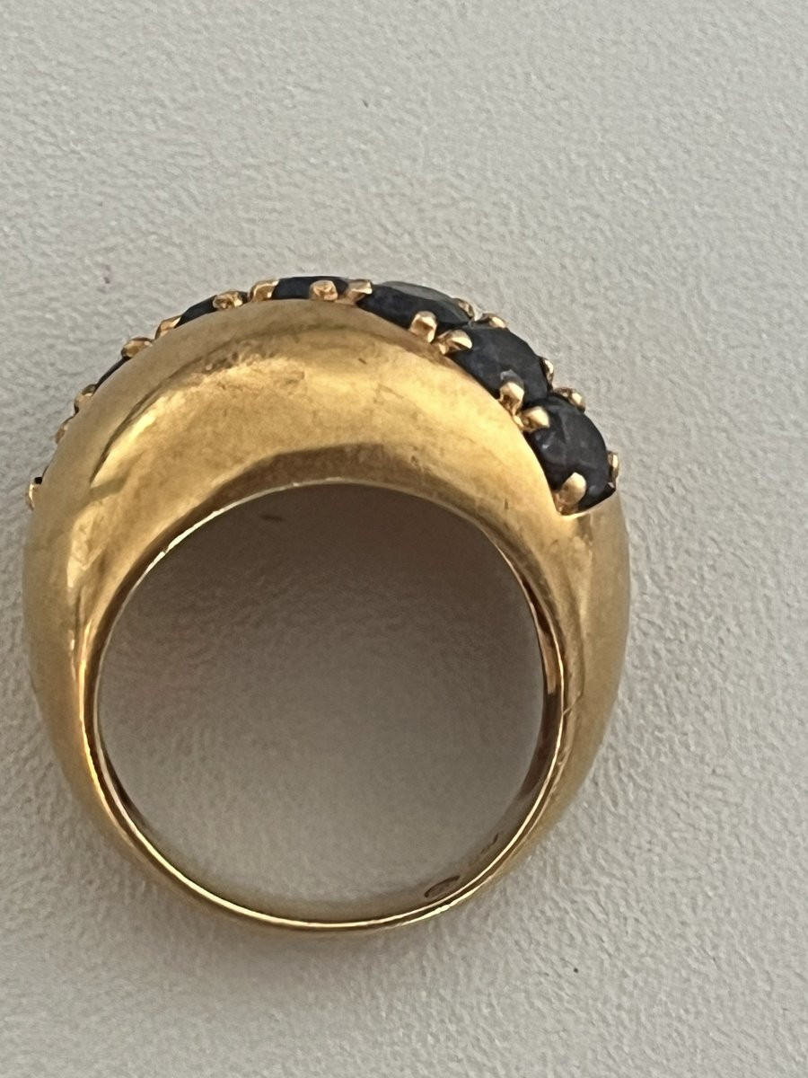 7442 - Bague Dôme Vintage Or Jaune Cordiérites-photo-4