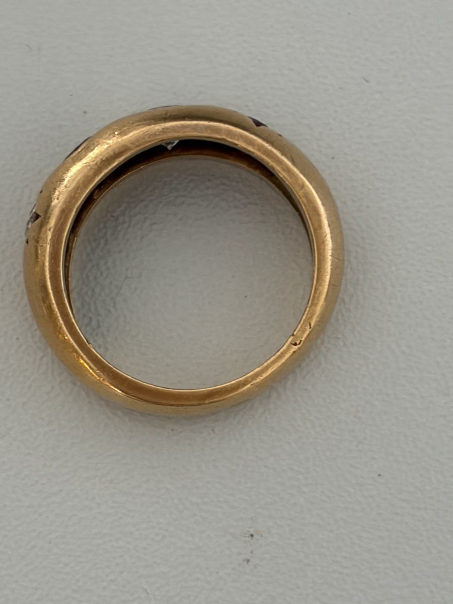 7450 - Bague Jonc Or Jaune Diamants Grenats-photo-2
