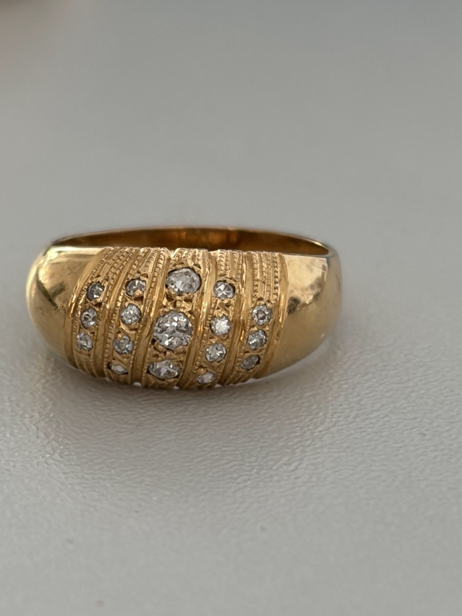 7451 - Yellow Gold Diamond Dome Ring-photo-4