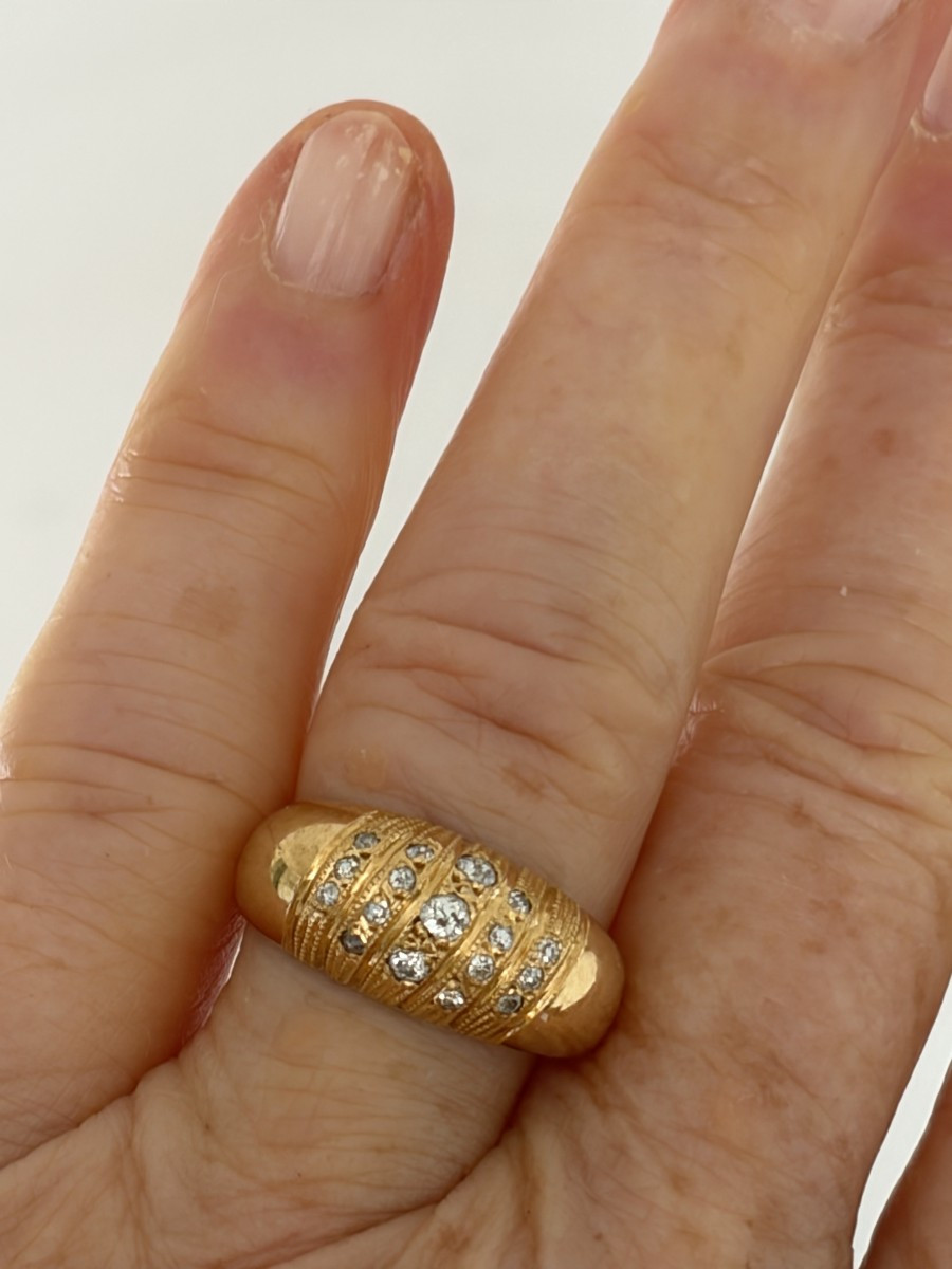 7451 - Yellow Gold Diamond Dome Ring-photo-1