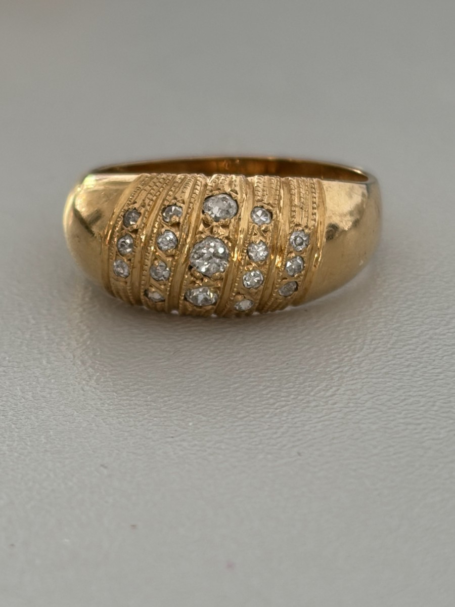 7451 - Yellow Gold Diamond Dome Ring