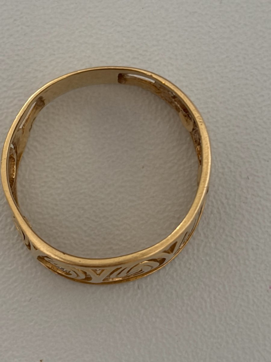 7453 - Band Ring Yellow Gold Small Diamonds-photo-4