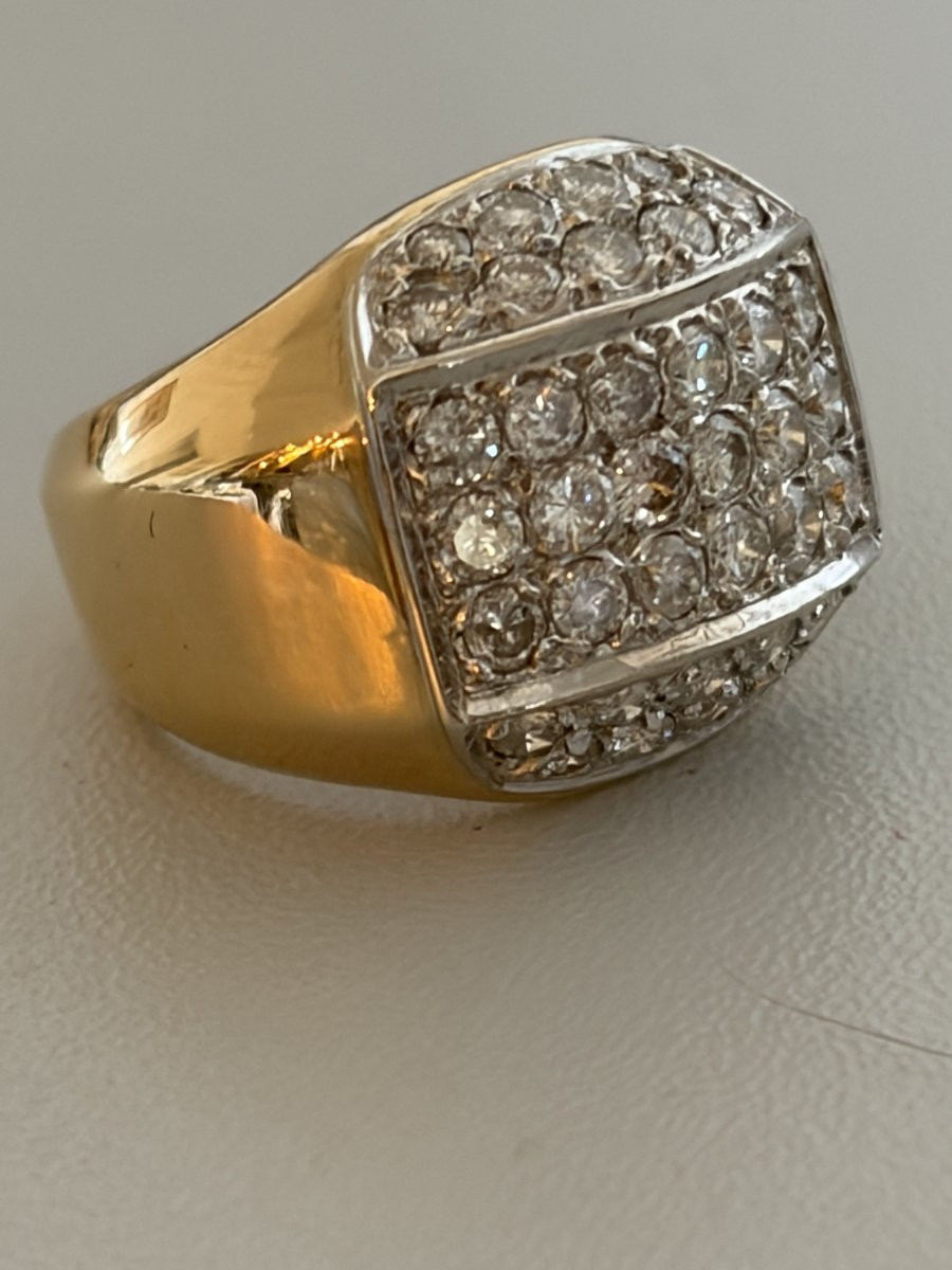 7462 - Large Bague Or Jaune Diamants-photo-4